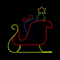 LED Neon Strip Light Santa Sleigh With Gift Christmas Decoration - Lighted Sign - Multi-Color - 24 Inch