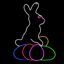 LED Neon Strip Light Easter Bunny With Eggs Decoration - Lighted Sign - Multi-Color - 35 Inch