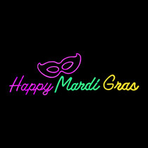 LED Neon Strip Light Happy Mardi Gras Decoration - Lighted Sign - Purple Green and Gold- 35 Inch