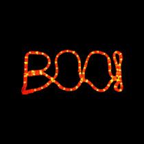 LED Rope Light Halloween BOO Decoration - Lighted Sign - Orange - 16 Inch