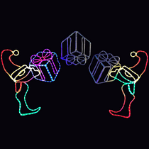 Elves tossing gift LED sign Christmas decoration