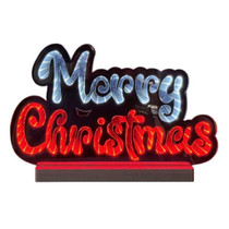 LED Infinity Mirror Strip Light 3D Merry Christmas Holiday Decoration - Lighted Sign - 23 Inch Display - Red and White