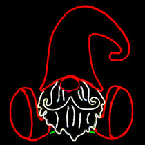 LED Neon Strip Light Sitting Gnome Christmas Decoration - Lighted Sign - 24 Inch Display