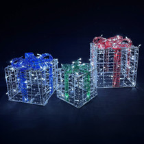 3D LED Twinkling Gift Box Set Christmas Decoration - Lighted Sign - Christmas Presents - Cool White