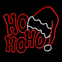Ho, ho , ho and santa's hat LED neon strip light sign backed on plexiglass