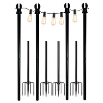metal outdoor string light poles with stakes for patios  and yards