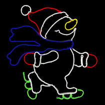 ice skating snowman neon sign decoration christmas sign