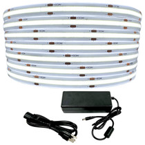 Cool White LED Strip Light - 24 Volt - High Output FCOB - Outdoor Use (IP65) - 16.4 Foot Bundle