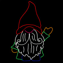 LED Neon Strip Light Waving Gnome Decoration - Lighted Sign - Multi-Color - 36 Inch