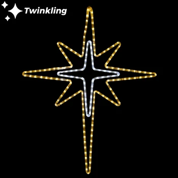 36 inch warm white and cool white led rope light bethlemhem star motif with twinkling center