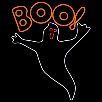 LED Neon Strip Light Halloween Ghost Decoration - Lighted Sign - Orange, Red, and Cool White - 39 Inch