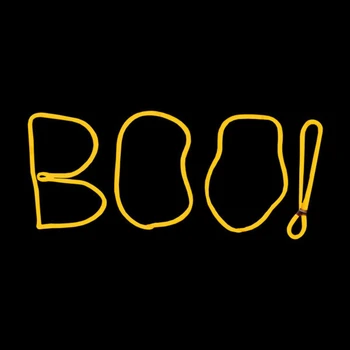 LED Neon Strip Light Halloween BOO Decoration - Lighted Sign - Yellow - 17 Inch