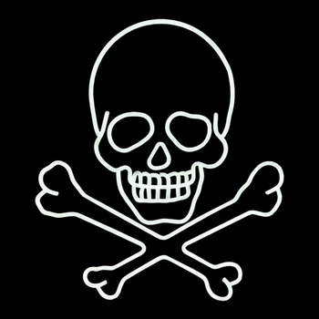 LED Neon Strip Light Halloween Skull & Crossbones Decoration - Lighted Sign - Cool White - 21 Inch