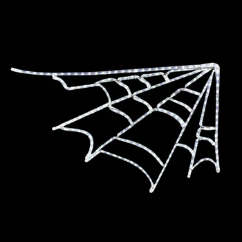 LED Rope Light Halloween Corner Spider Web Decoration - Lighted Sign - Cool White - 23 Inch