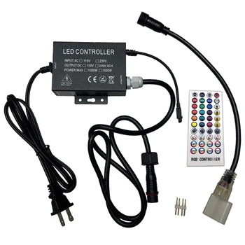 Bluetooth Enabled Multi-Function RGB Color Changing LED Neon Rope Light Controller - 120 Volt - IR Remote