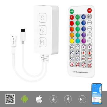 Smart LED RGB+WW Chasing Strip Light Controller - Addressable/Digital/IC - FCOB/SMD - Bluetooth - 12/24 Volt