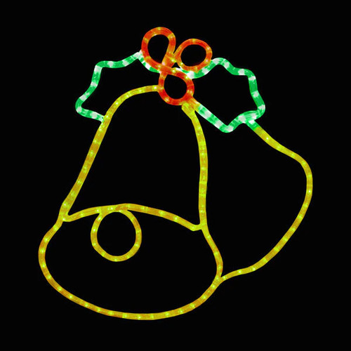 20 Inch LED Rope Light Double Bell and Holly Motif 20 Inch LED Rope Light Double Bell and Holly Motif