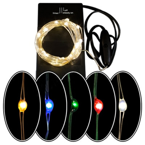 Micro LED String Light Set - 36 Bulb Battery Powered Fairy Lights - 12 Feet