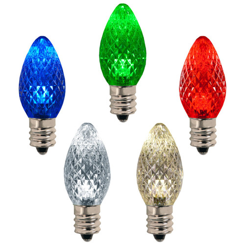 C7 Twinkle Christmas String Light Bulbs (25 Pack) - Transparent