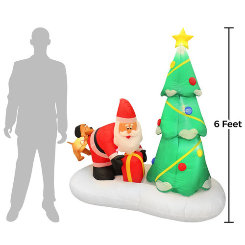 6 Foot Santa with Christmas Tree and Dog Christmas Inflatable - LED ...