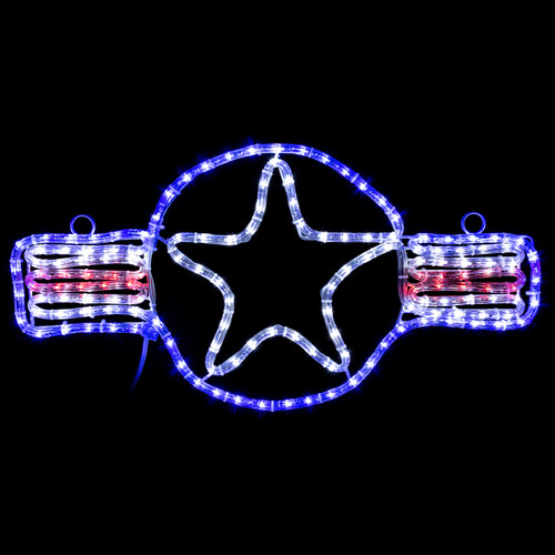24 Inch Red Cool White and Blue Patriotic LED Rope Light Air Force Roundel Motif - Lighted Silhouette