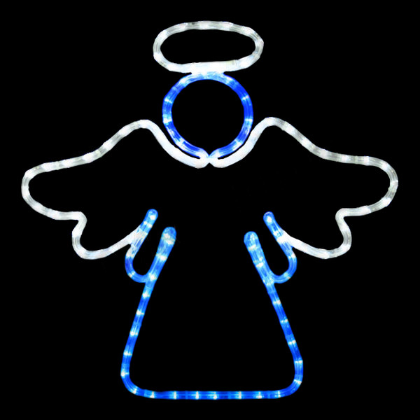 LED Rope Light Angel Christmas Decoration - Lighted Sign - Cool White and Blue - 20 Inch