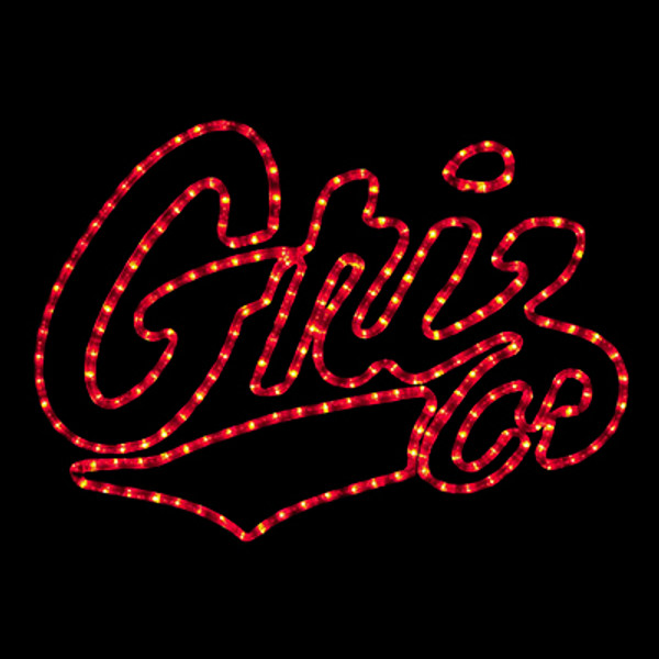 24 inch red led rope light university of montana griz logo motif