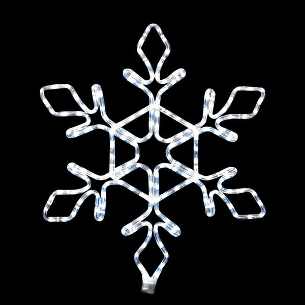LED Rope Light Snowflake Decoration v2 - Lighted Sign - Cool White - 22 Inch