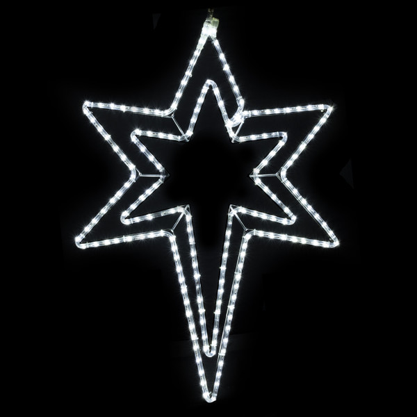 LED Rope Light Bethlehem Star Motif with Steady Burn Center - Lighted Silhouette - Cool White - 33 Inch