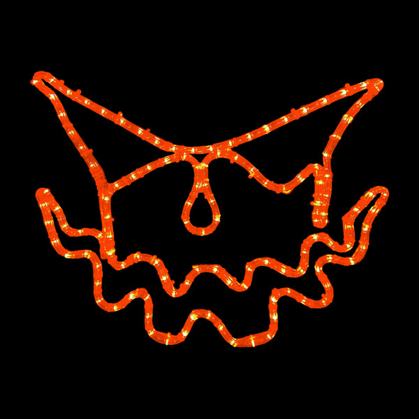 LED Rope Light Halloween Scary Melting Pumpkin Jack-o'-lantern Face Motif - Lighted Silhouette - Orange - 20 Inch