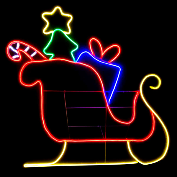 LED Neon Strip Light Santa’s Sleigh With Presents Christmas Decoration - Lighted Sign - Multi-Color - 36 Inch LED Neon Strip Light Santa’s Sleigh With Presents Christmas Decoration - Lighted Sign - Multi-Color - 36 Inch