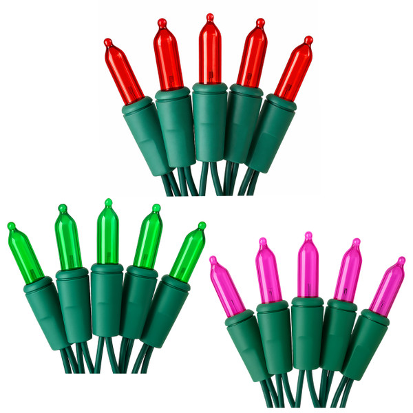 green, red, or pink LED string light