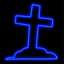 LED Neon Strip Light Graveyard Tombstone With Cross Halloween Decoration - Lighted Sign - Blue - 48 Inch