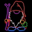 LED Neon Strip Light Motif - Cute gnome with pink nose, red hat, and blue shoes, carrying a purple staff