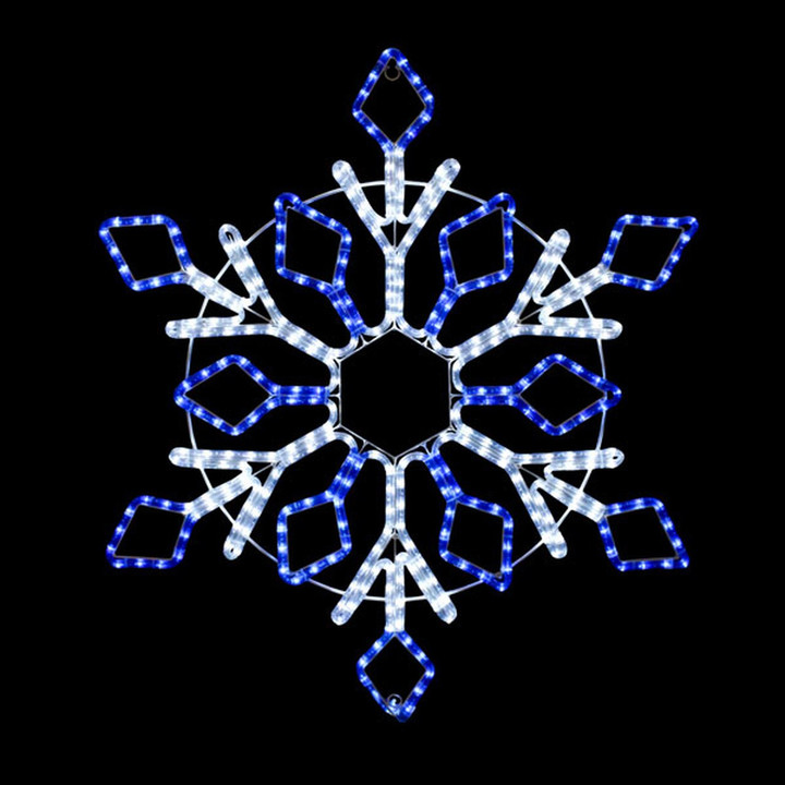 32 Inch Cool White and Blue LED Rope Light Snowflake Decoration v2 - Lighted Sign