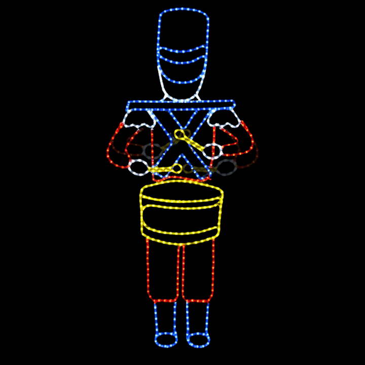 LED Rope Light Drumming Toy Soldier Christmas Decoration - Animated Lighted Sign - Multi-Color - 72 Inch