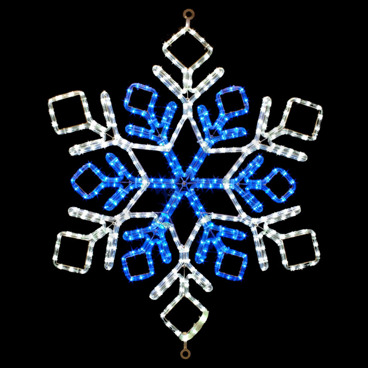 31 inch cool white and blue led rope light snowflake motif