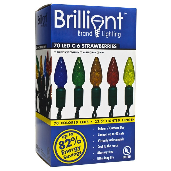 70 C6 LED Strawberry String Lights - 4 Inch Spacing