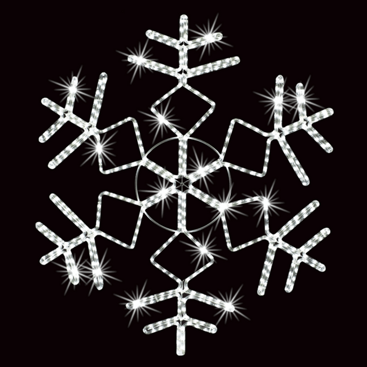 LED Rope Light Snowflake Decoration v3 - Twinkling Lighted Sign - Cool White - 35 Inch