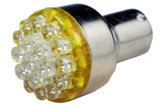 19 led 12 volt amber 1156 bayonet bulb - 100 deg