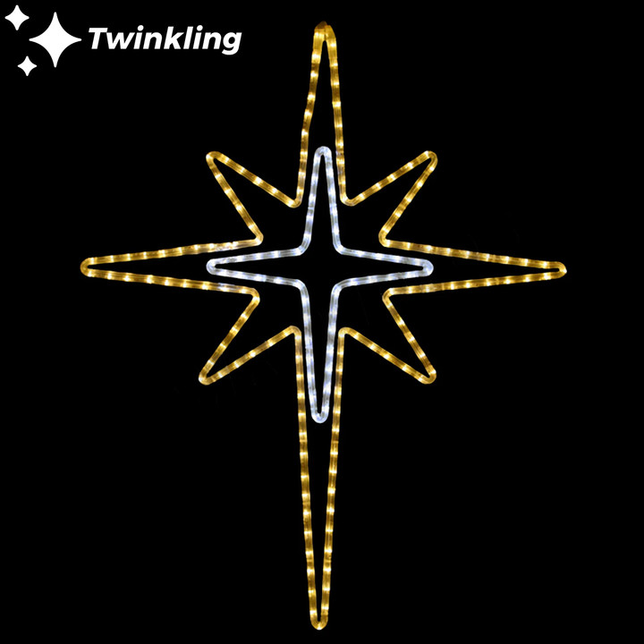 36 inch warm white and cool white led rope light bethlemhem star motif with twinkling center