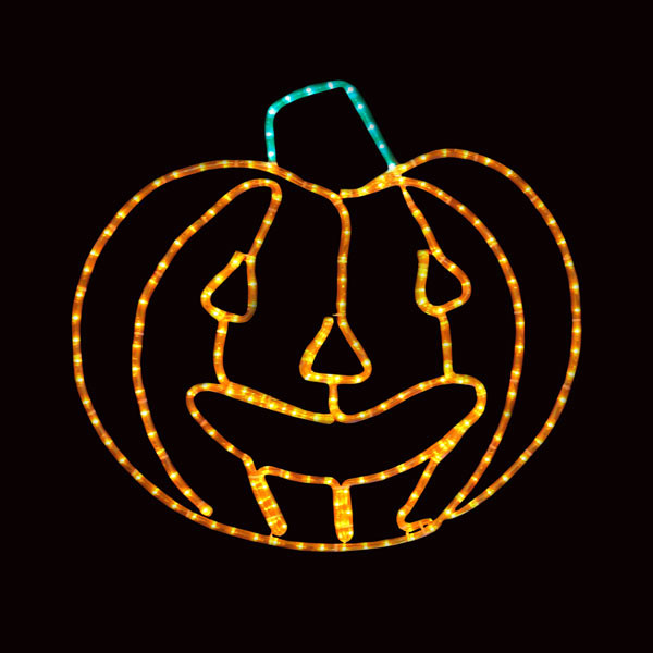 24 inch orange and green led rope light halloween jack o lantern LED sign