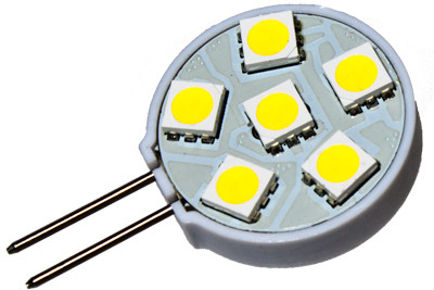 6 led 12 volt warm white g4 bulb - side - 120 deg
