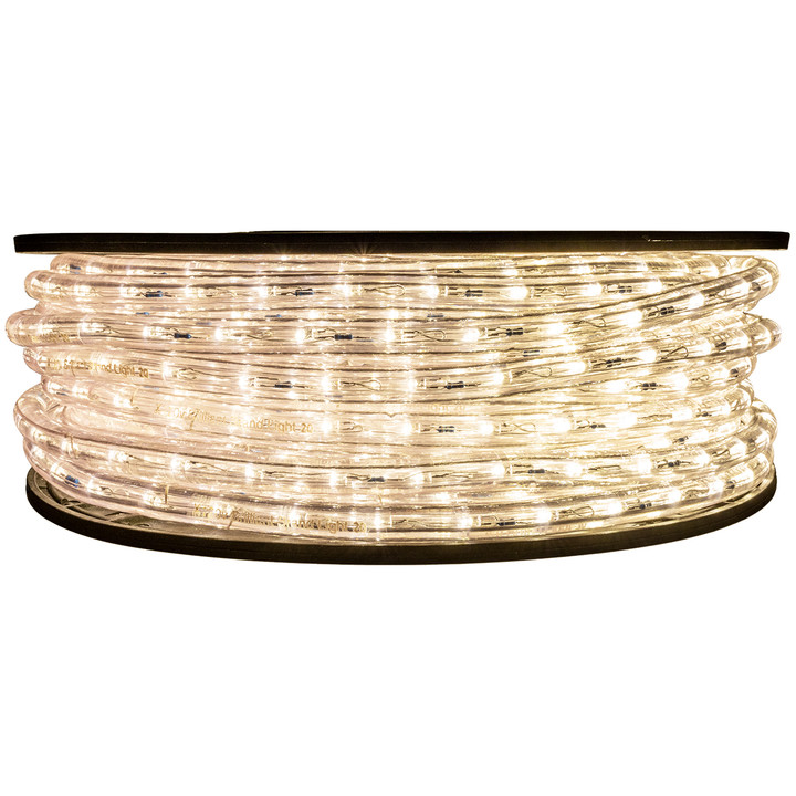 148' Warm White LED rope light spool. 120 Volts. Brilliant Brand. 1/2" diameter.