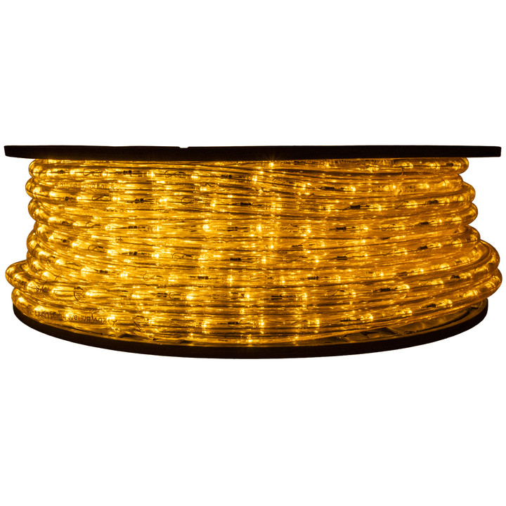 148' Yellow LED rope light spool. 120 Volts. Brilliant Brand. 1/2" diameter.