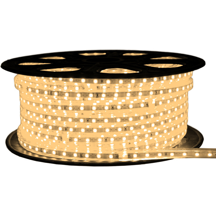 Warm White LED Strip Light - 120 Volt - High Output (SMD 5050) - 148 Feet
