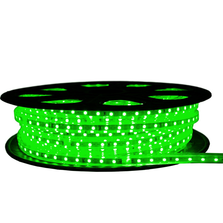 Green LED Strip Light - 120 Volt - High Output (SMD 5050) - 65 Feet