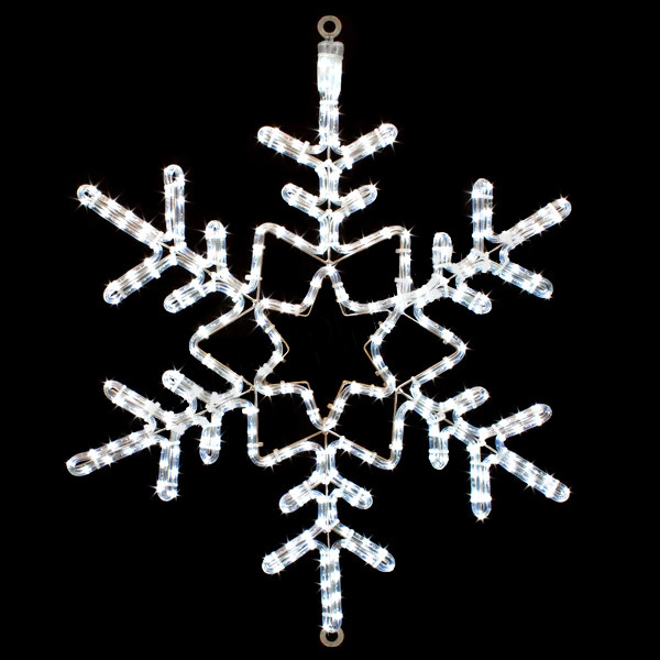 LED Rope Light Snowflake Decoration - Lighted Sign - Cool White - 28 Inch