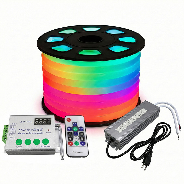 Dream Color RGB Color Changing Chasing SMD LED Neon Rope Light - 24 Volt - 33 Foot Bundle