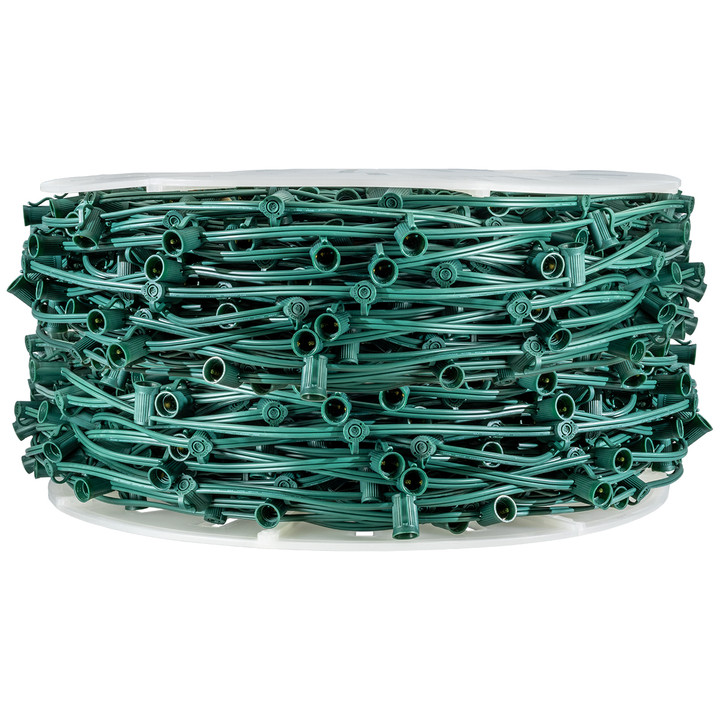 1000 Foot C9 SPT2 10 Amp String Light Socket Wire Spool - 12 Inch Spacing